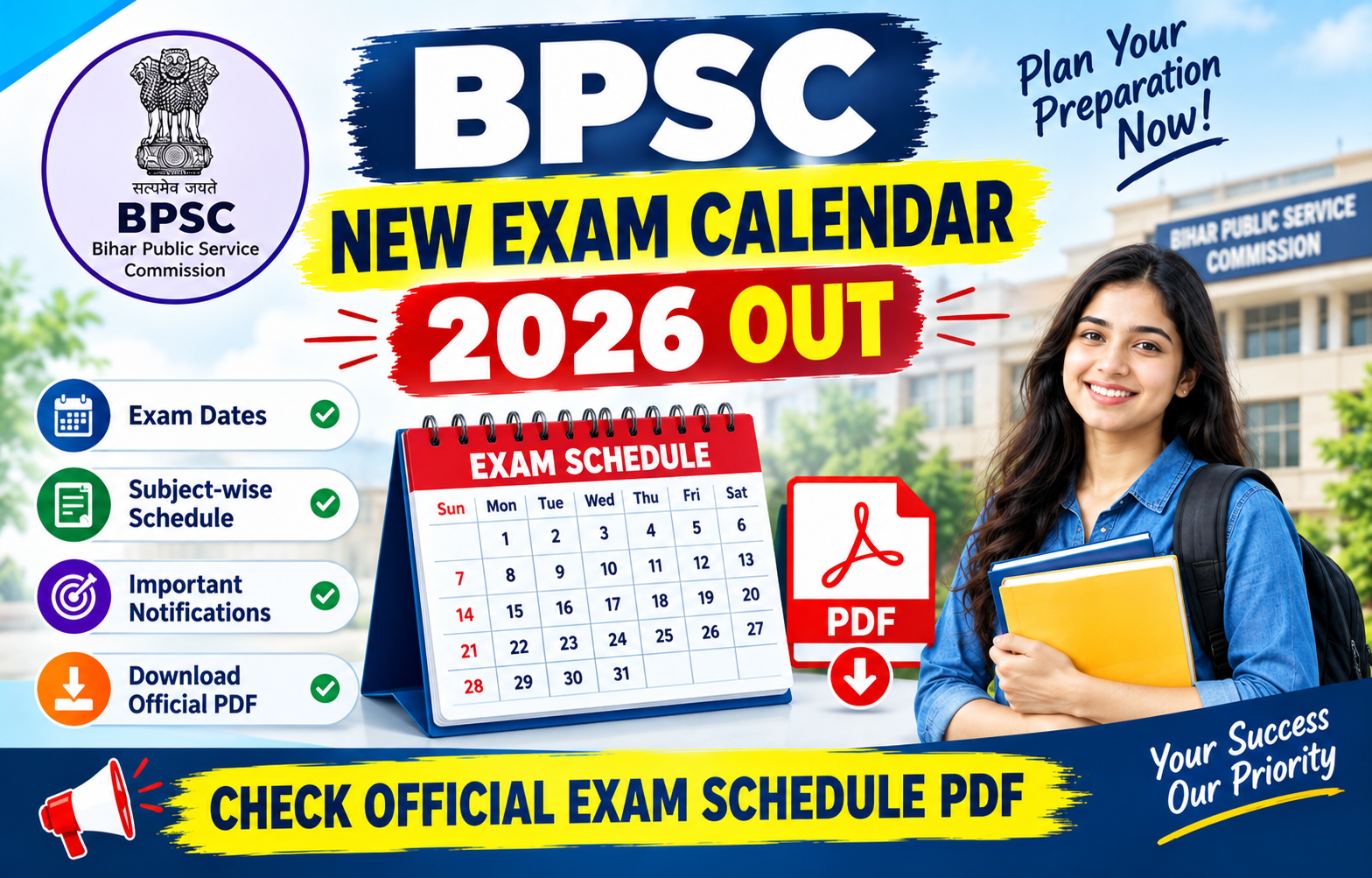 BPSC New Exam Calendar 2026